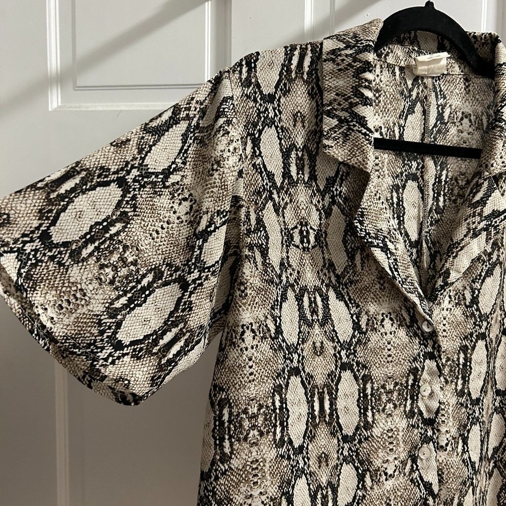 Button Down Snake Pattern Blouse - image 2